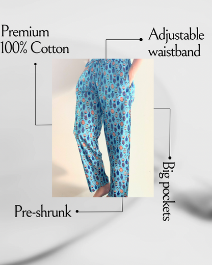 Cotton Pajama Pants Women - Marine Melodies