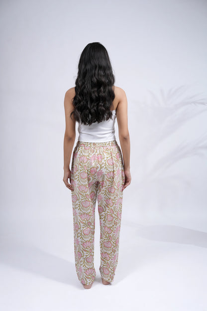 Cotton Pajama Pants Women - Pink Blossom