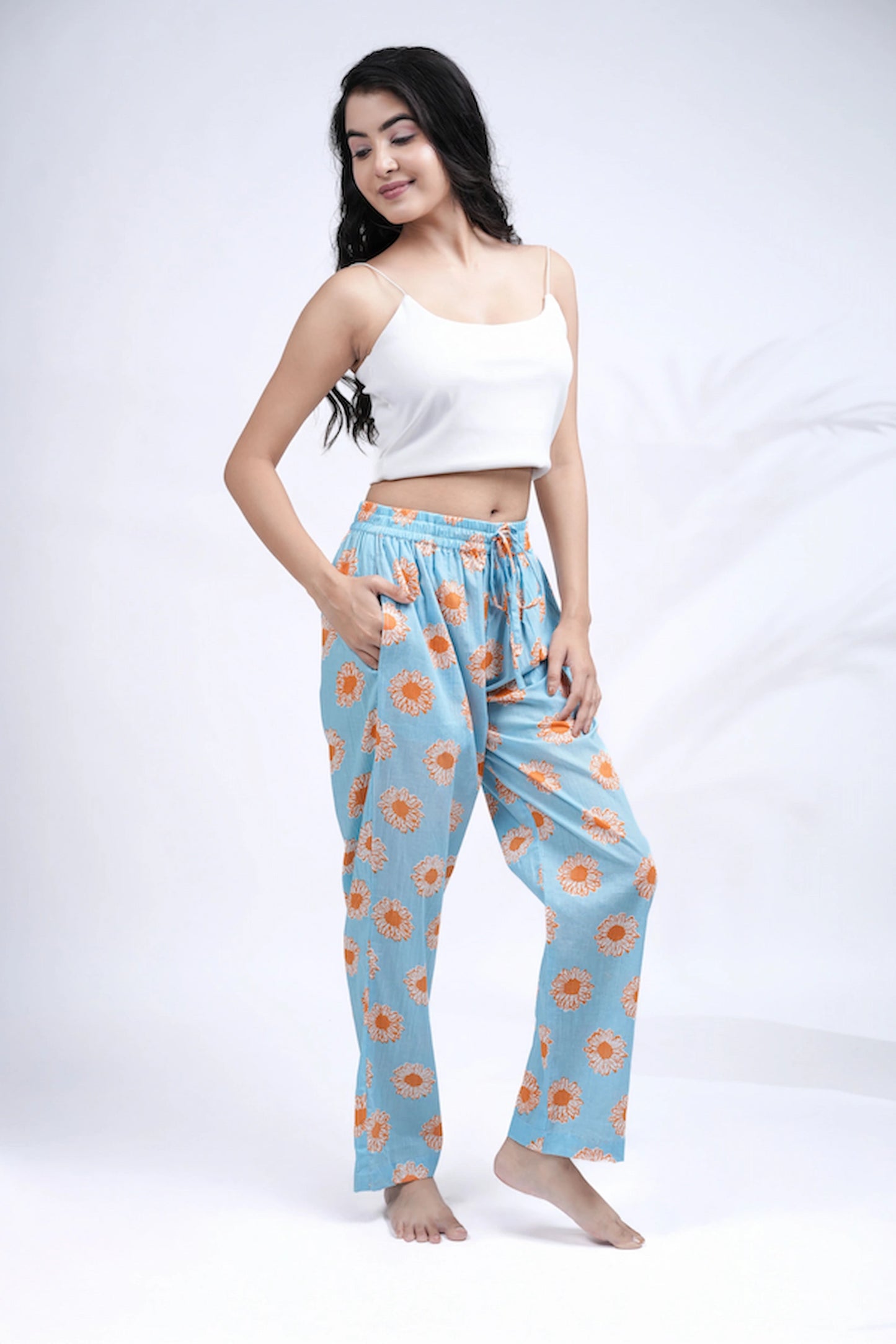 Cotton Pajama Pants Women - Coral Bloom