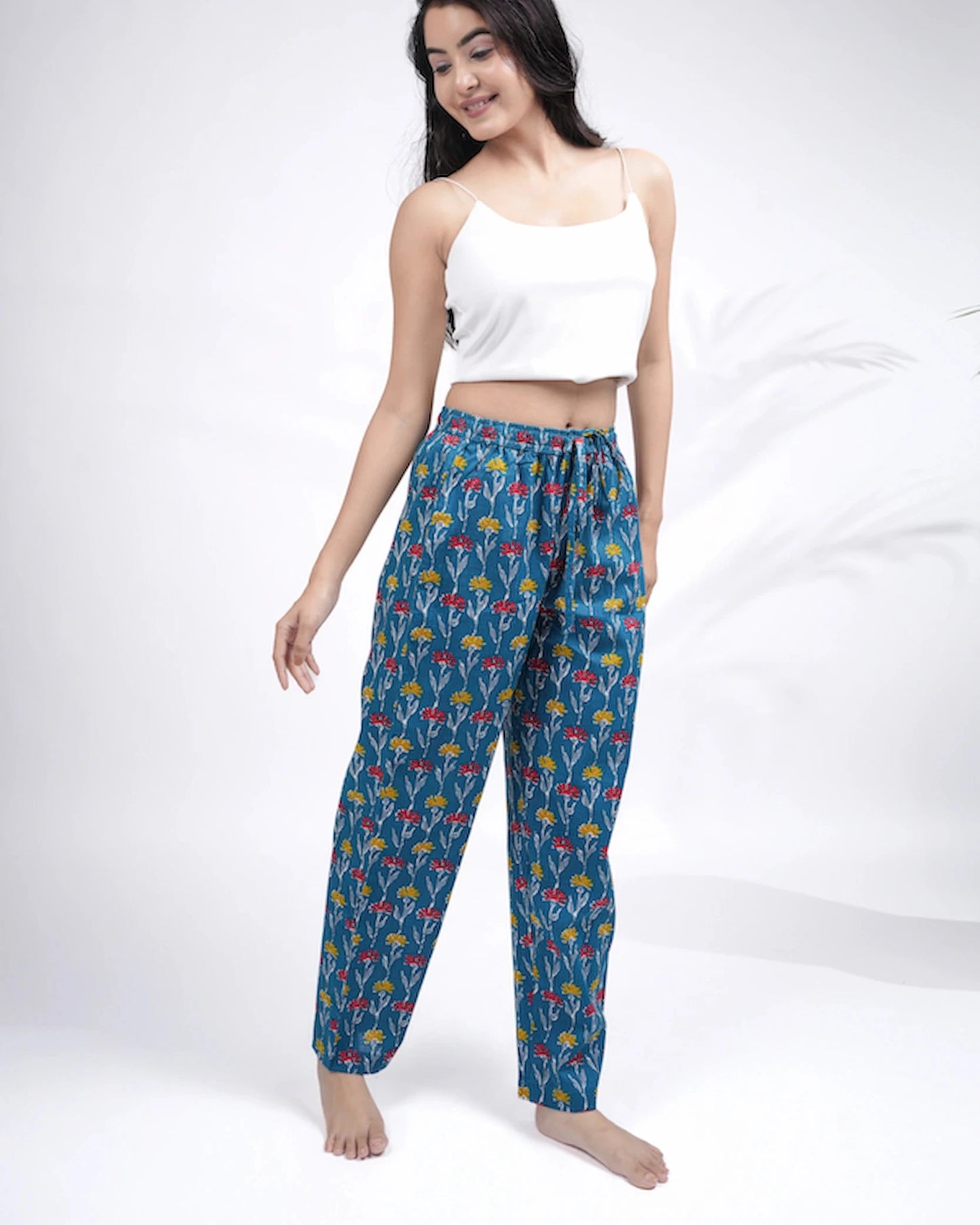Cotton Pajama Pants Women - Dusky Garden
