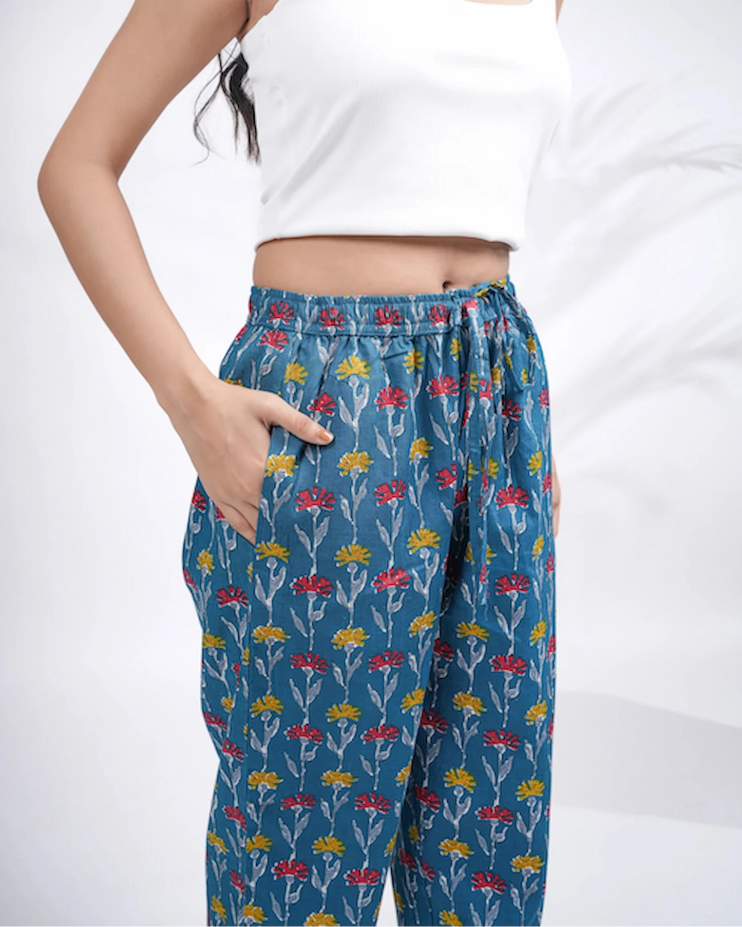 Cotton Pajama Pants Women - Dusky Garden