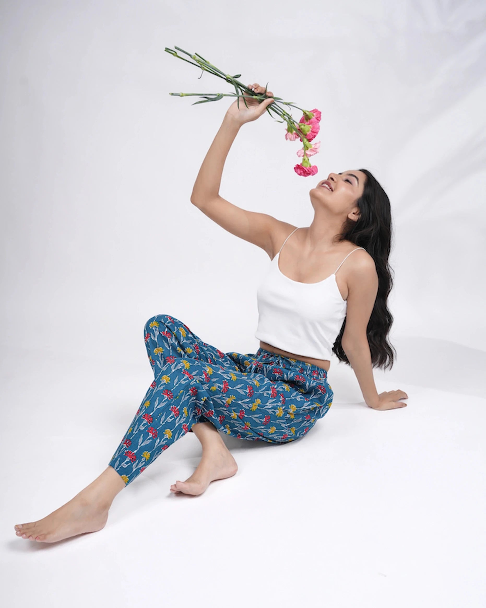 Cotton Pajama Pants Women - Dusky Garden