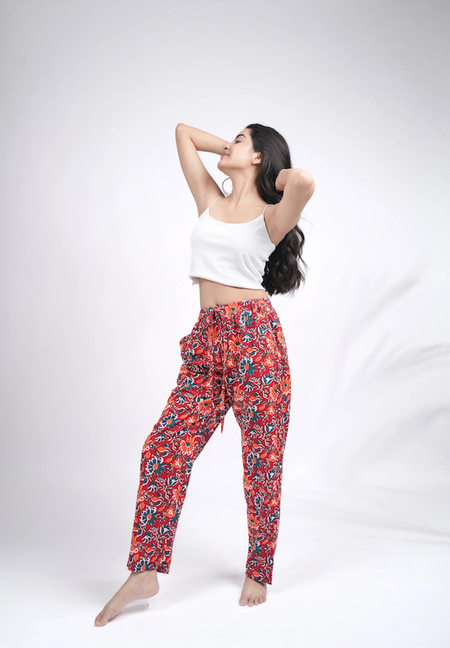 Cotton Pajama Pants Women - Saffron Petals