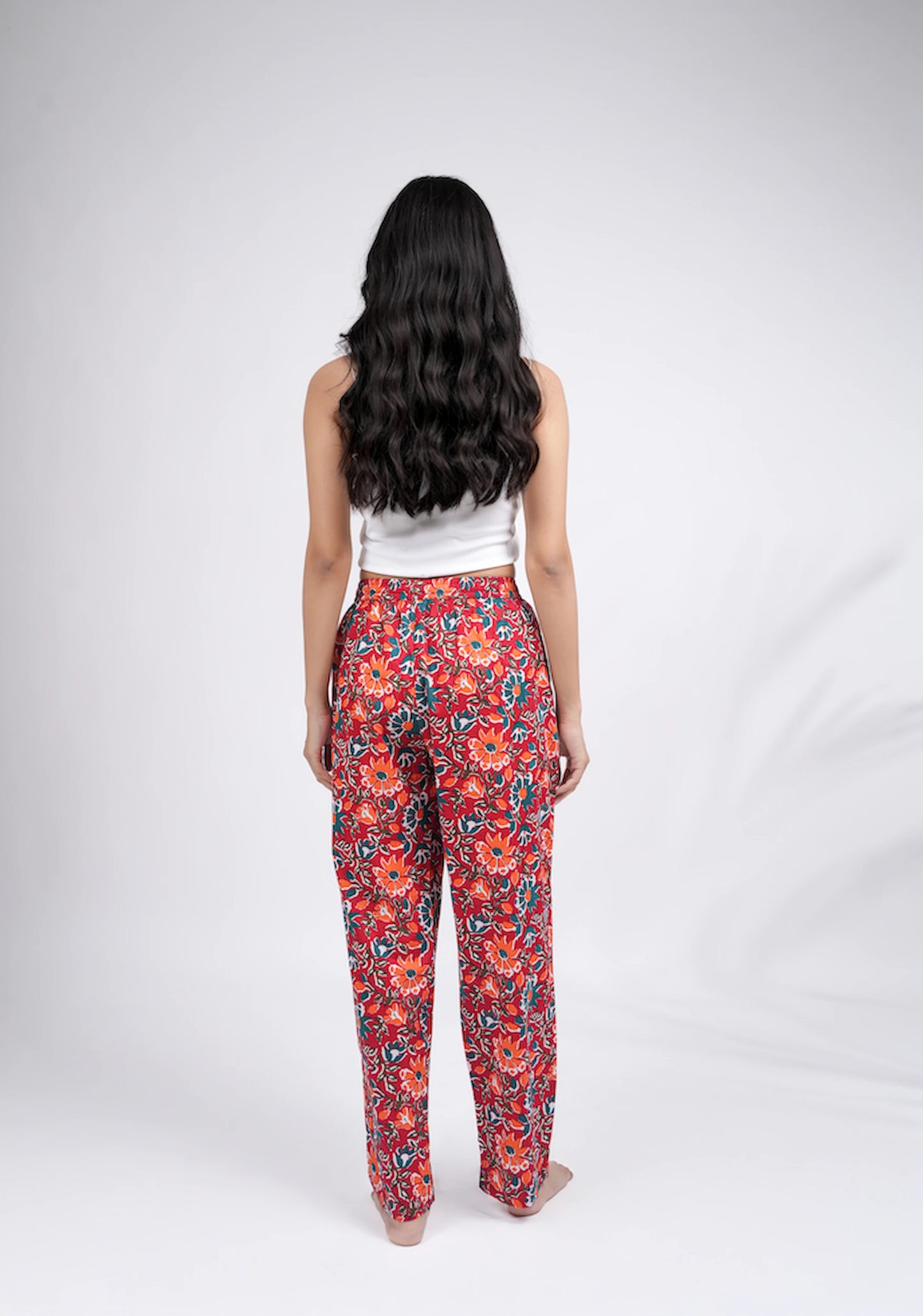 Cotton Pajama Pants Women - Saffron Petals