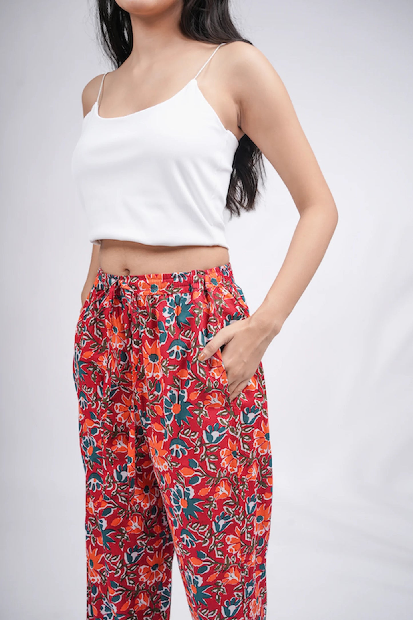 Cotton Pajama Pants Women - Saffron Petals