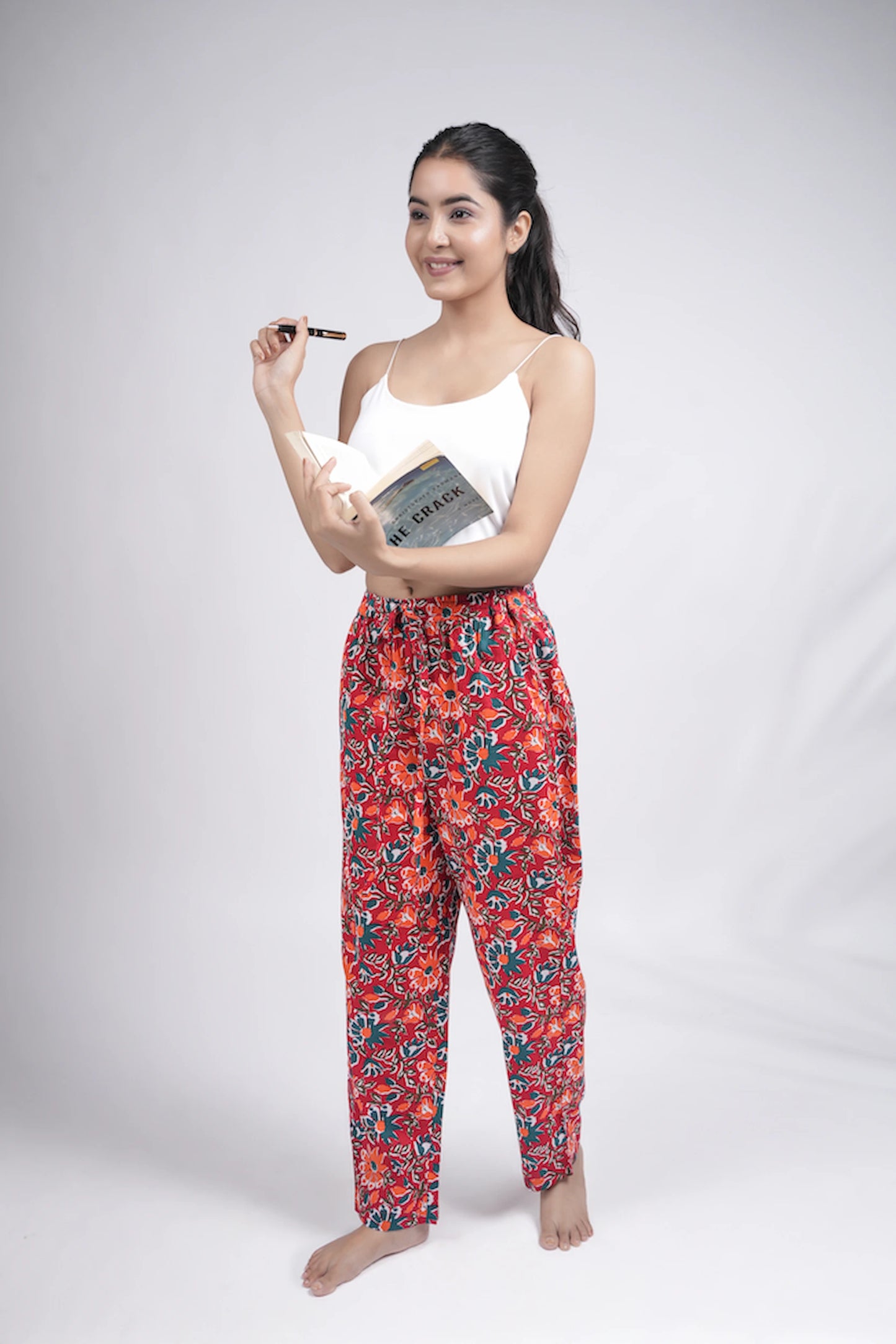 Cotton Pajama Pants Women - Saffron Petals