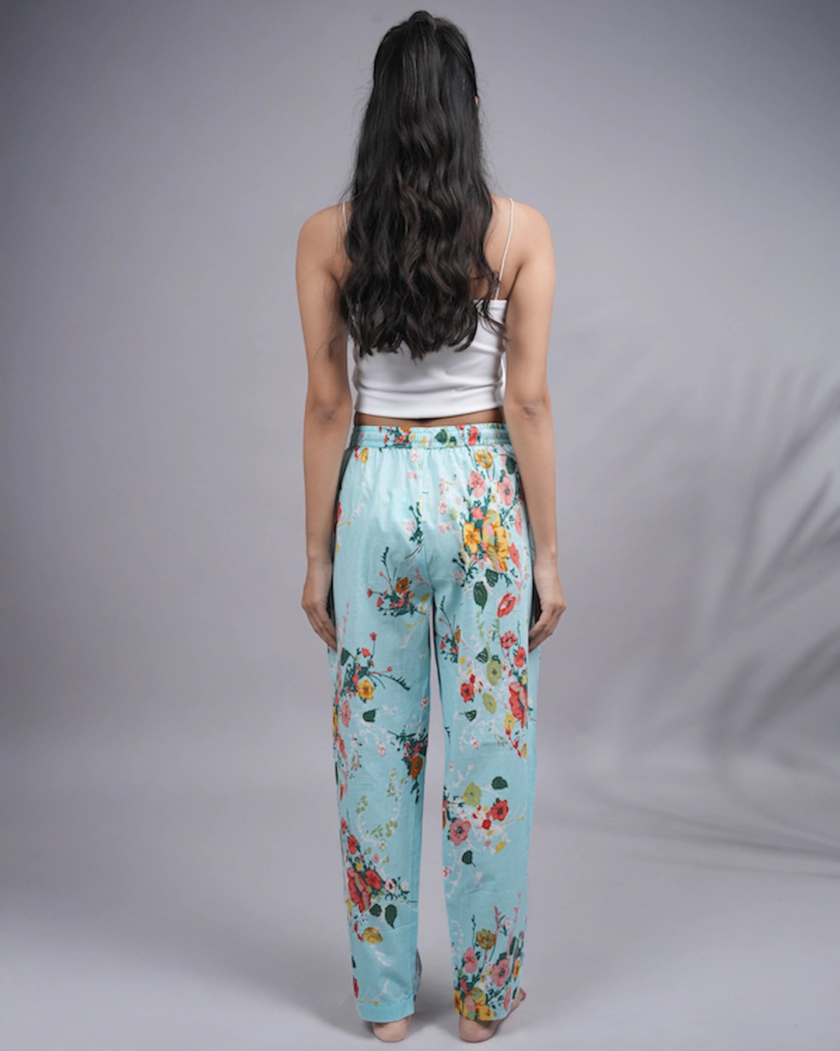 Cotton Pajama Pants Women - Cyan Crush