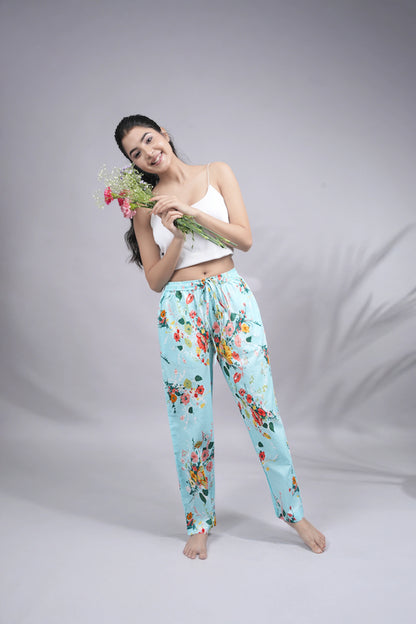 Cotton Pajama Pants Women - Cyan Crush