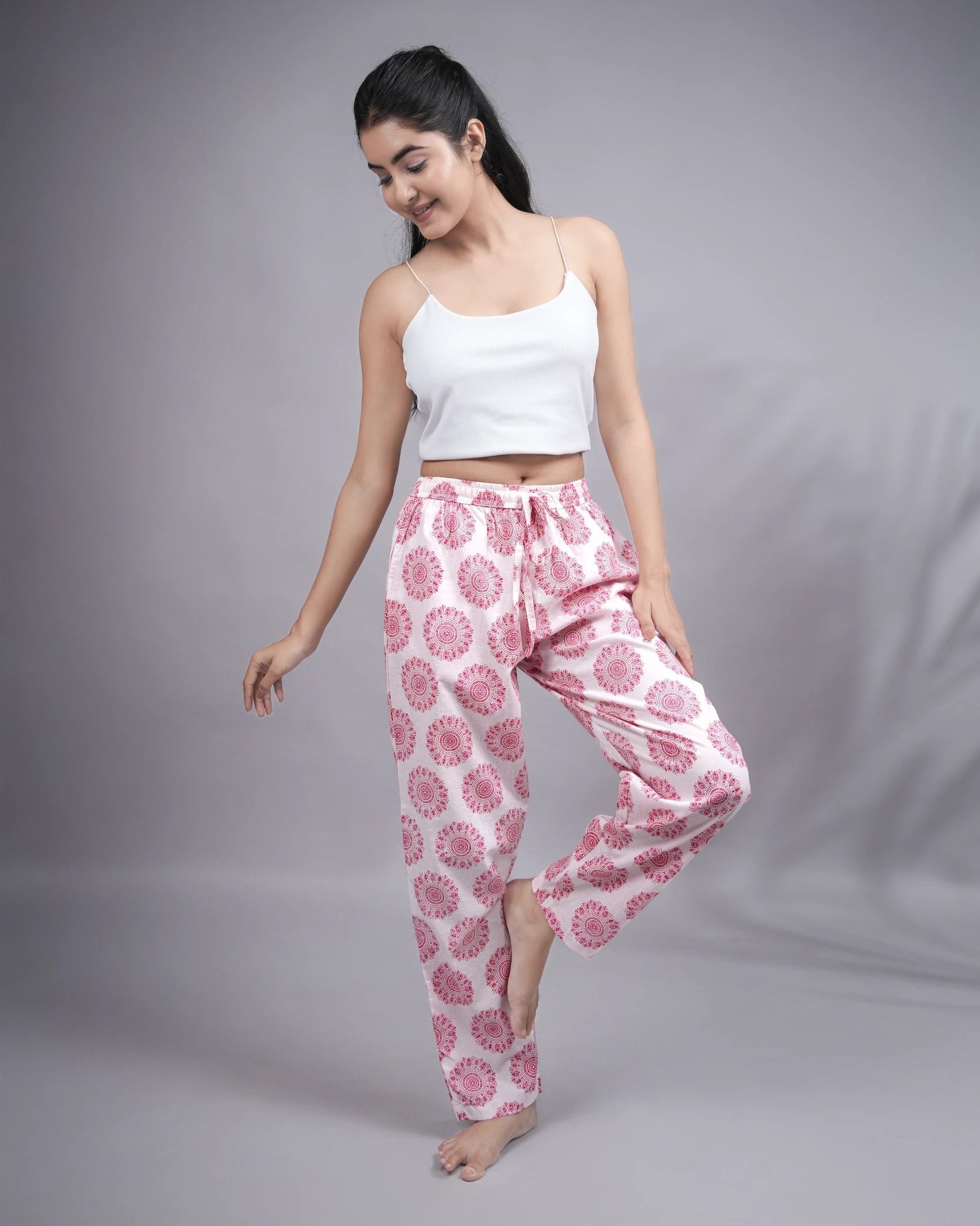  Pink Floral Pajama Pants 