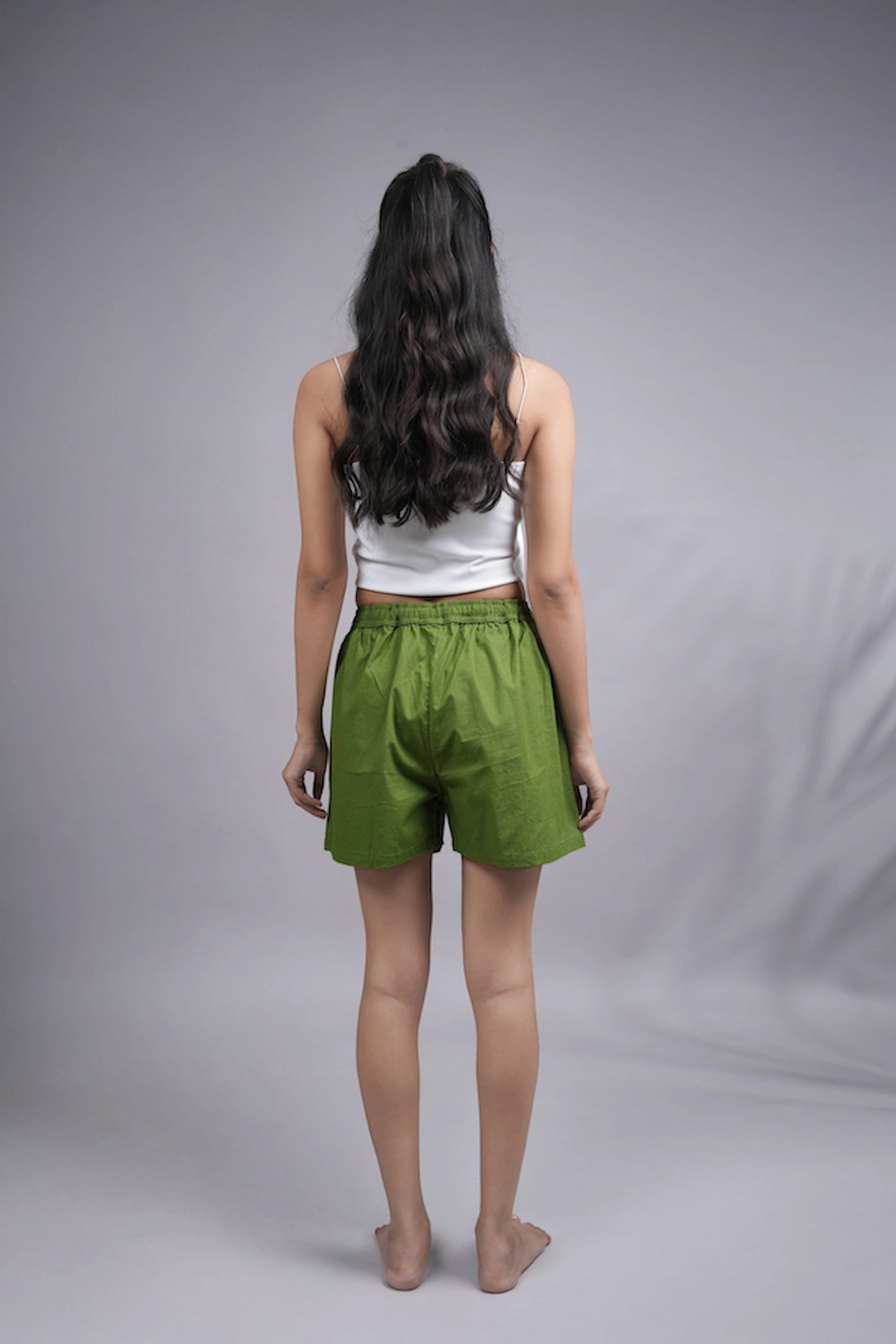 Cotton Poplin Shorts Women - Forest Green