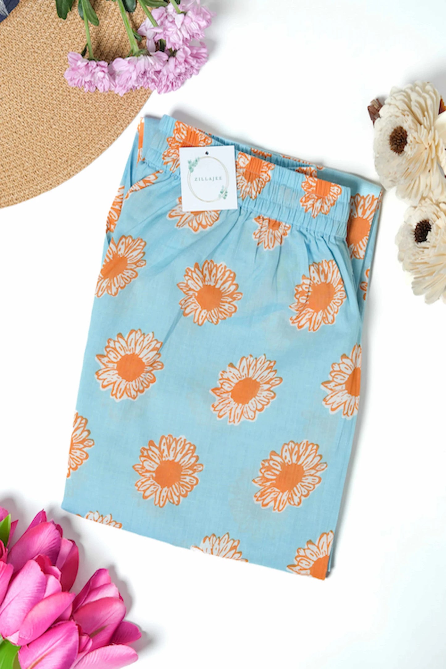 Cotton Pajama Pants Women - Coral Bloom