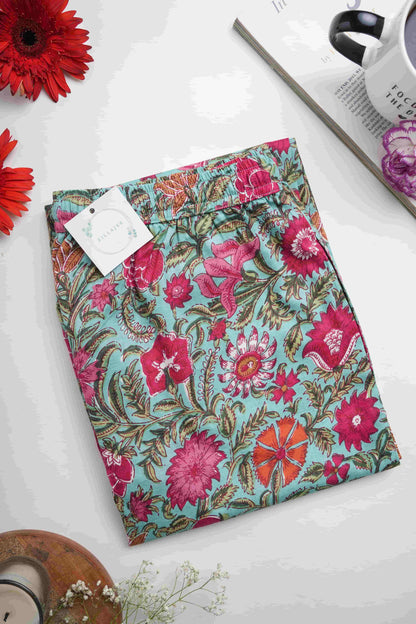 Cotton Pajama Pants Women - Tropical Garden