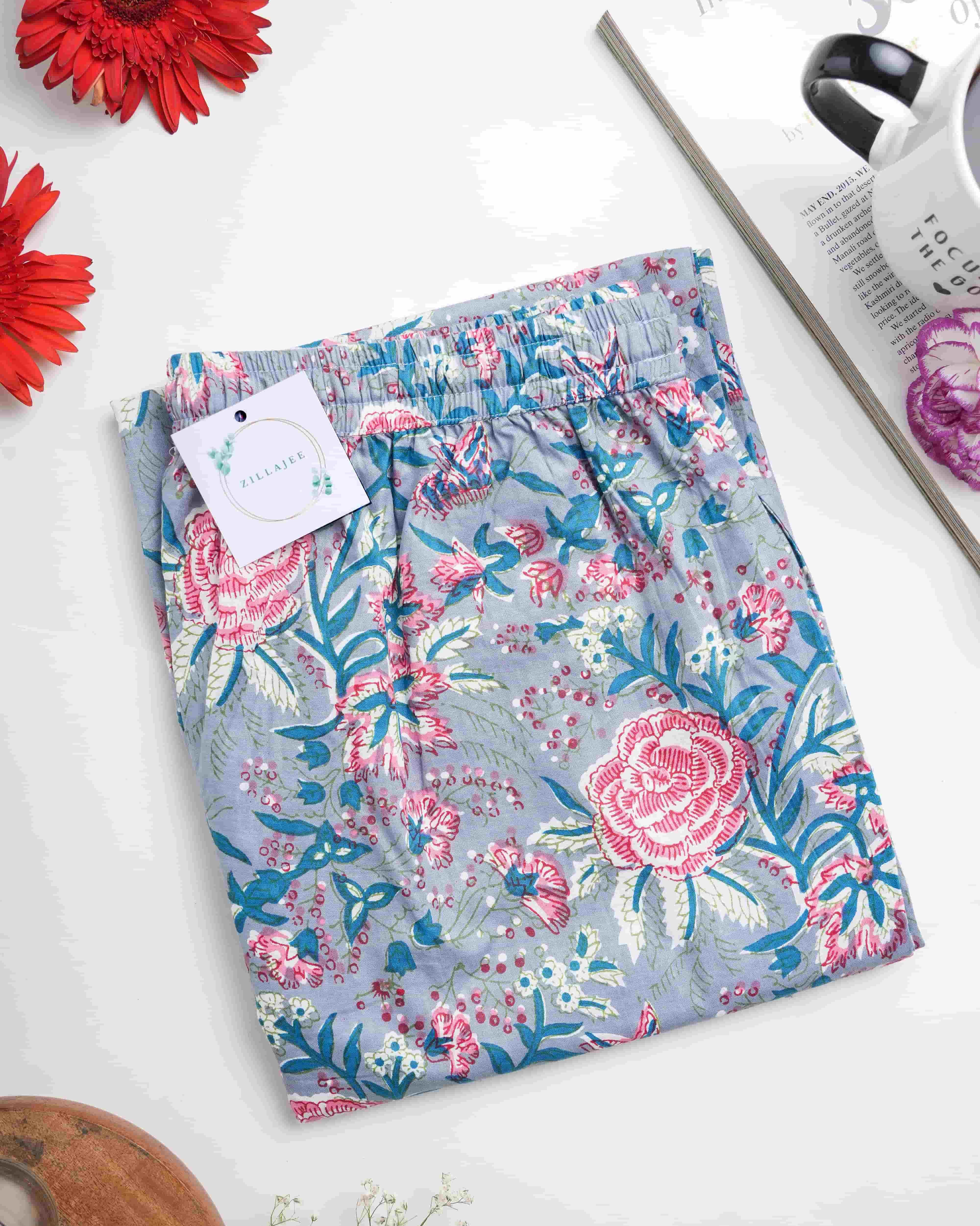 Cotton Pajama Pants Women - Slate Rose