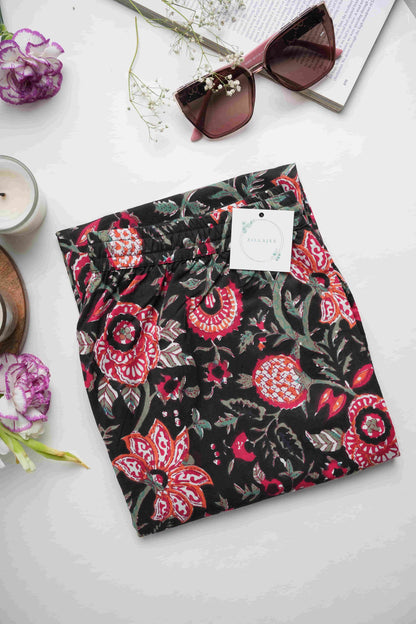Cotton Pajama Pants Women - Fire Petals