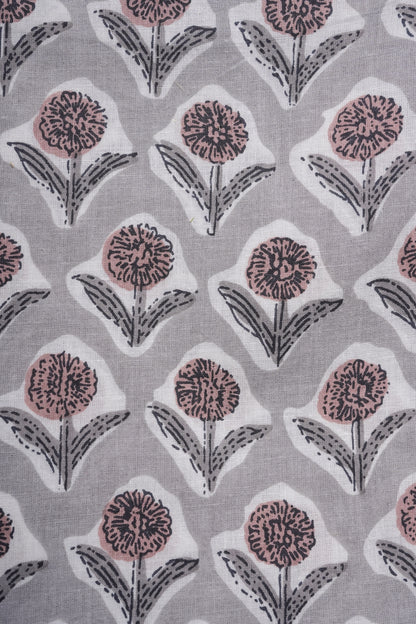 Lightweight cotton pajama bottoms in gray with vibrant brown flowers, featuring an elastic waist, drawstring tie, and roomy side pockets — perfect for bride getting ready outfits or bridal party sleepwear.