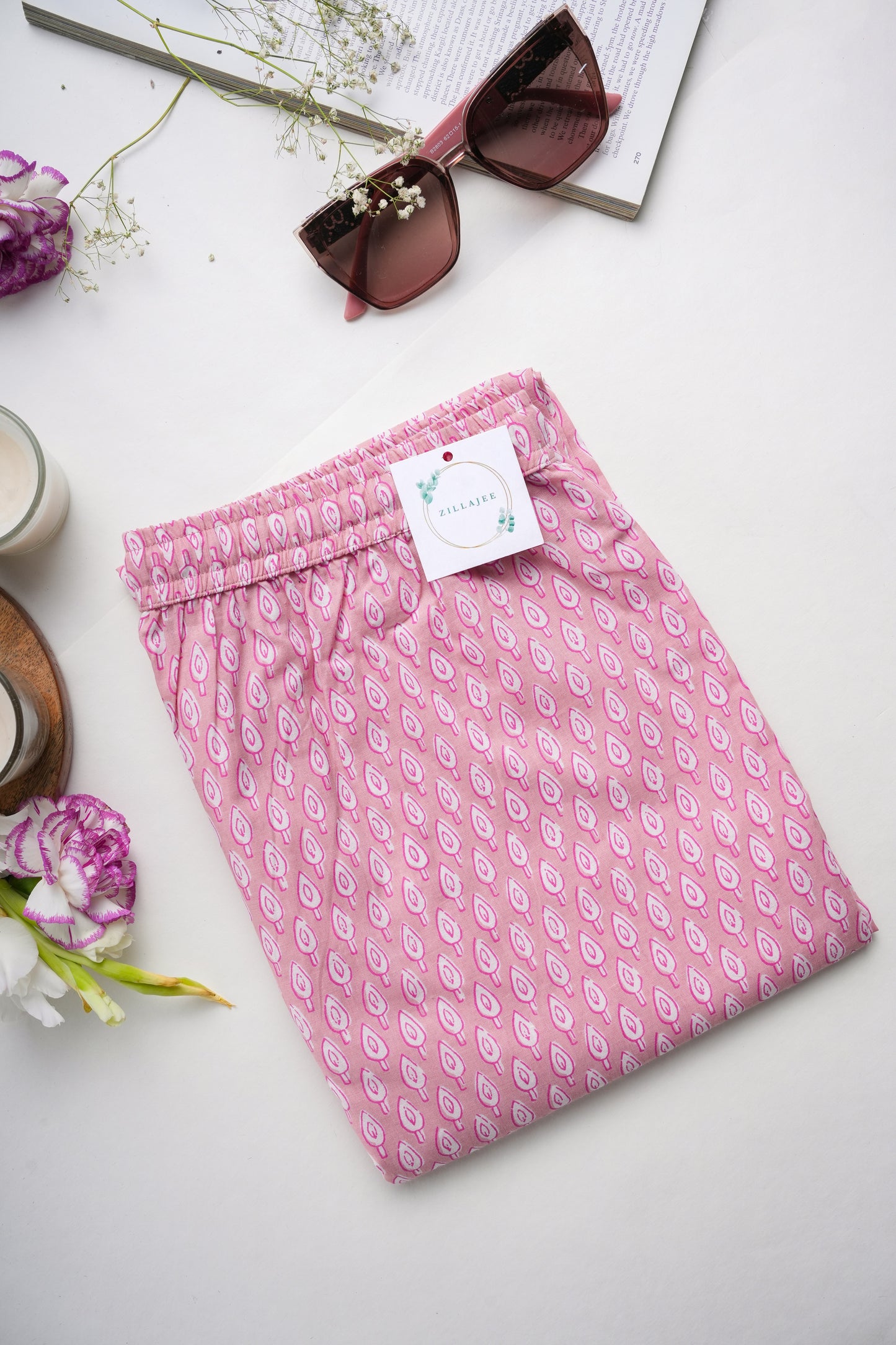 Cotton Pajama Pants Women - Blush Forest