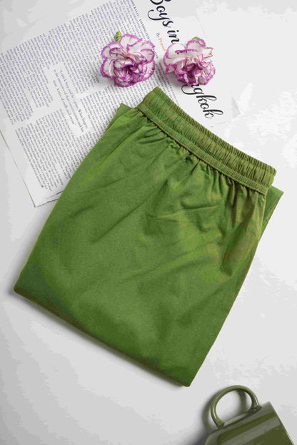 Cotton Poplin Lounge Pants Women - Forest Green