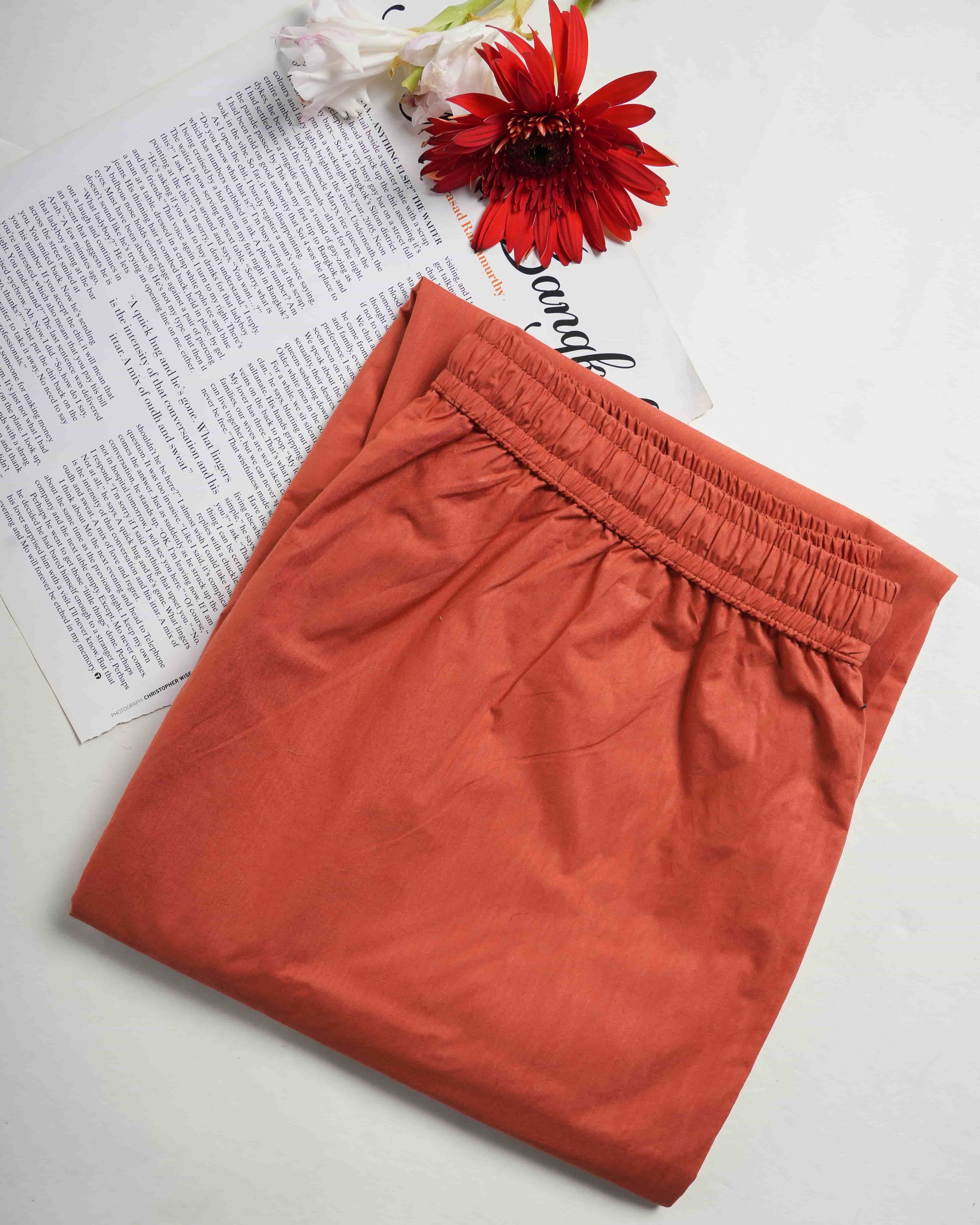 Cotton Poplin Lounge Pants Women - Burnt Orange