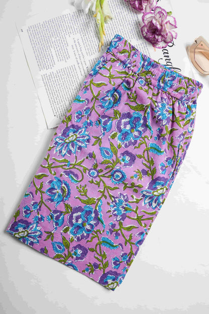 Cotton Pajama Shorts Women - Mystic Lavender