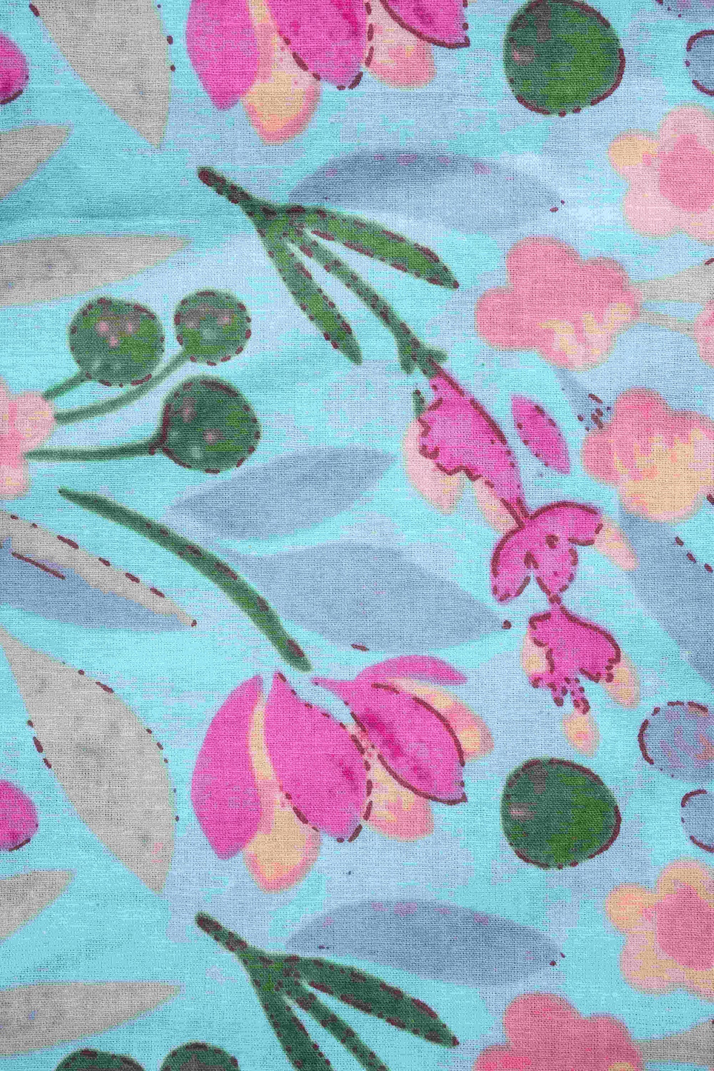 Cotton Pajama Pants Women - Floral Azure