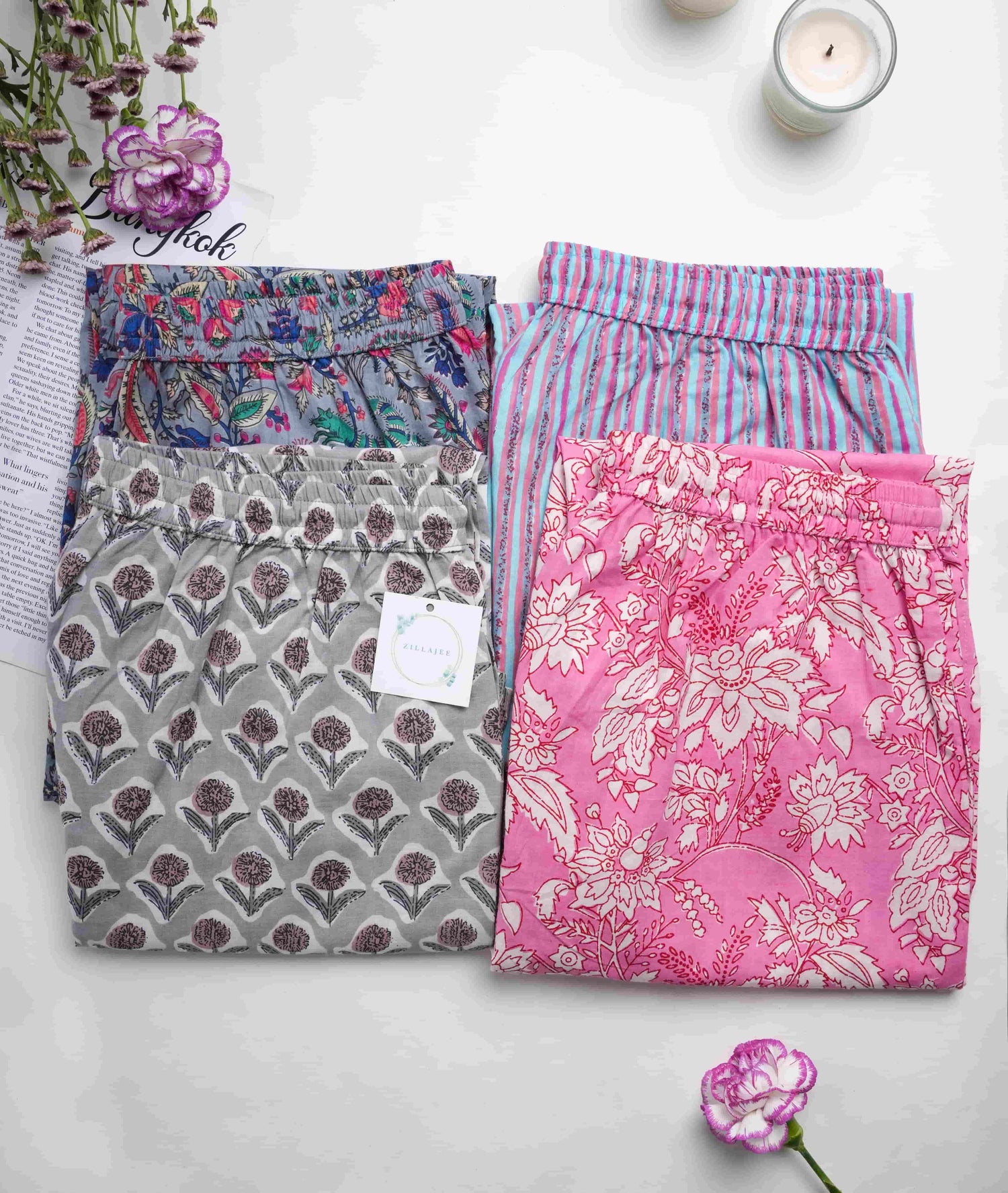 Grey, Navy, Pink & Purble Pajama