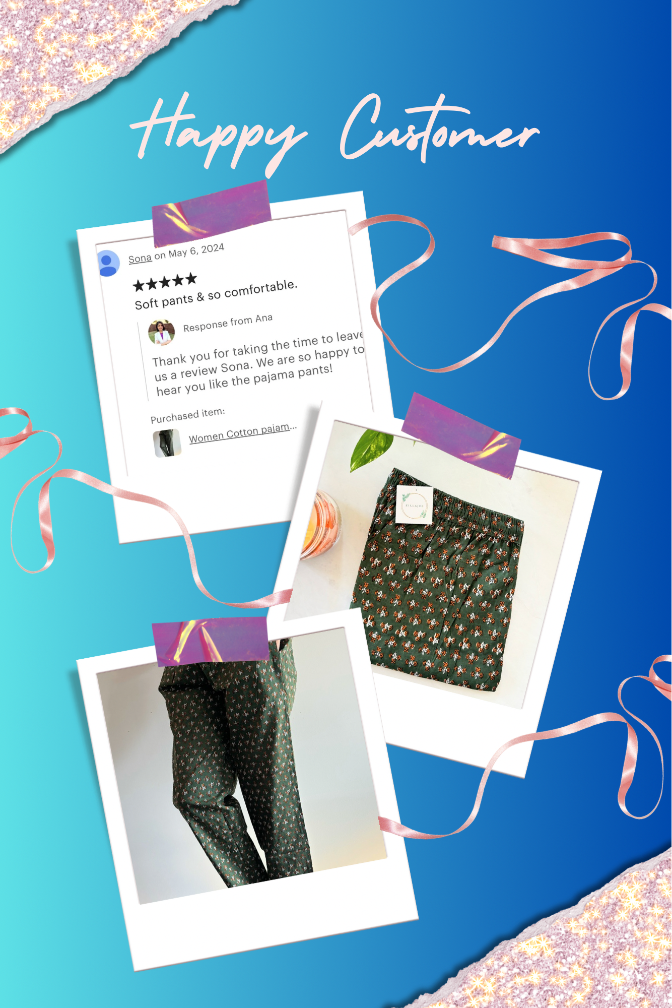 Pajama bottoms for ladies with a bright orange floral print on green, offering soft cotton comfort and breathability for lounging or nightwear.