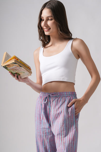 Cotton Pajama Pants Women - Pink Horizon