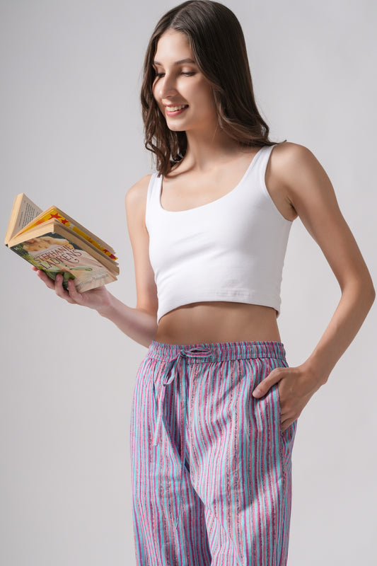 Cotton Pajama Pants Women - Pink Horizon