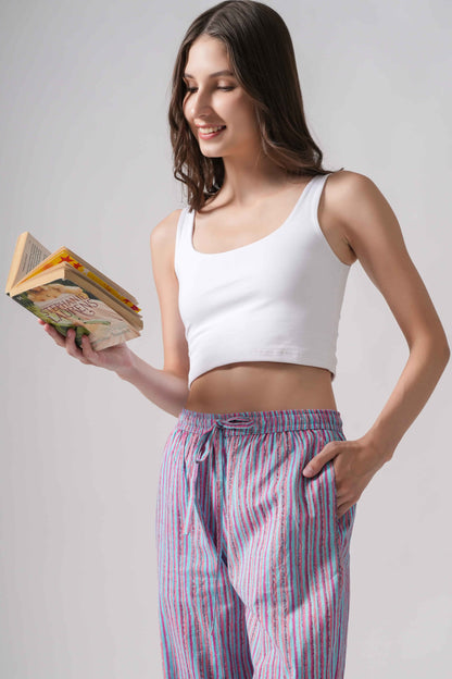 Purple Line Cotton Pajama