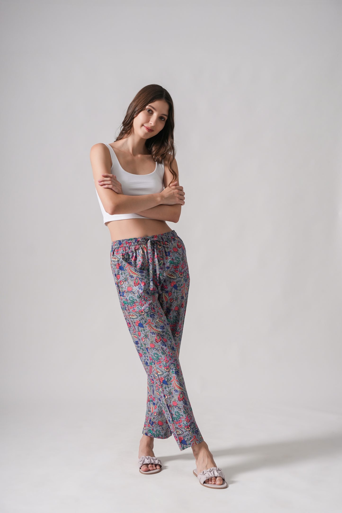 Cotton Pajama Pants Women - Gray Splendor