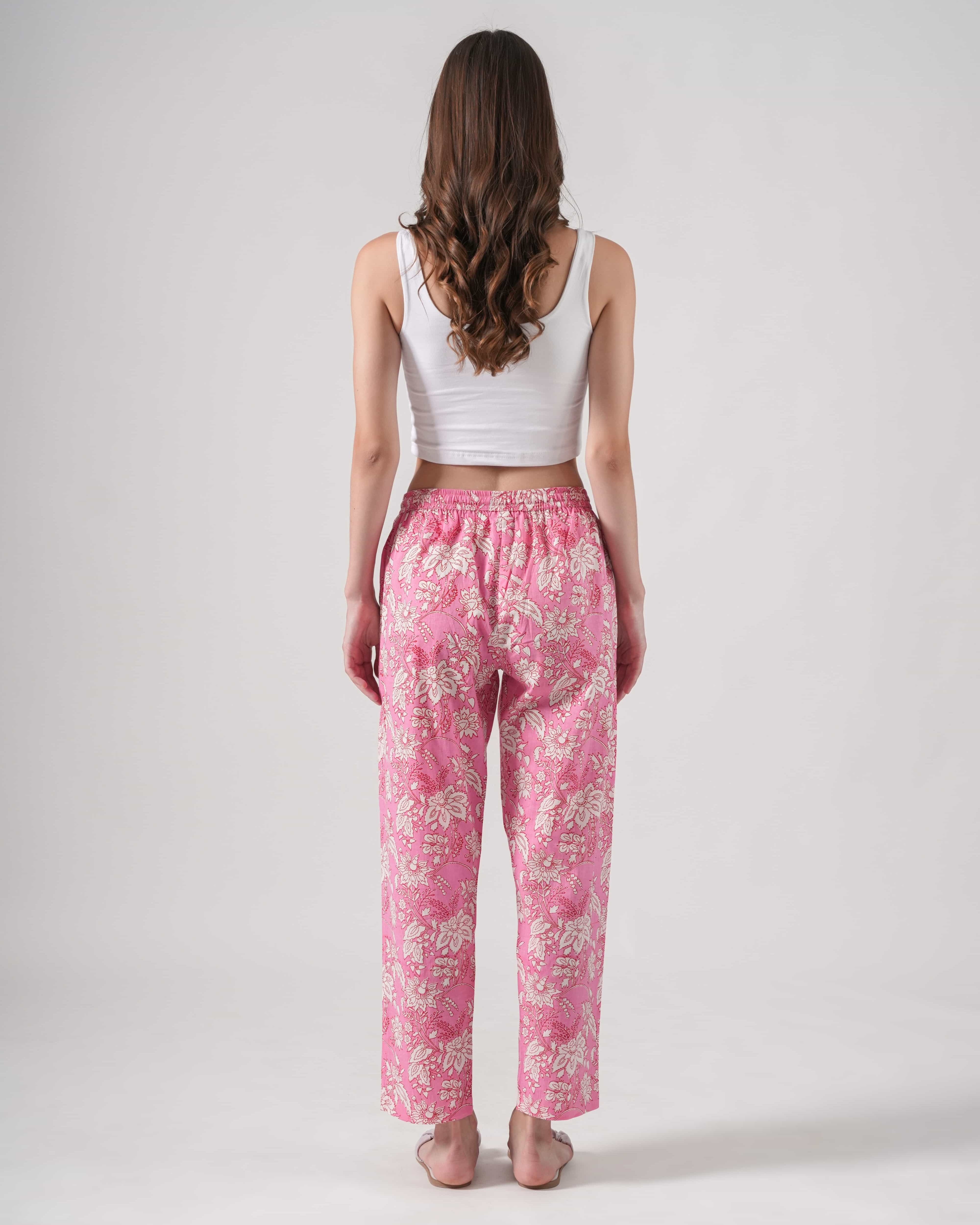 Cotton Pajama Pants Women - Floral Fantasy