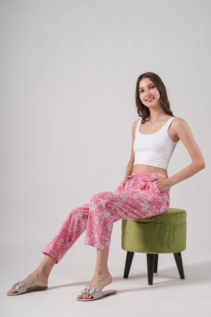 Cotton Pajama Pants Women - Floral Fantasy