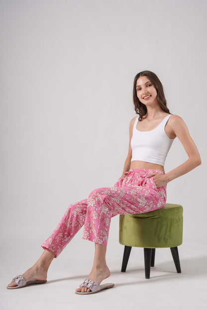 Cotton Pajama Pants Women - Floral Fantasy