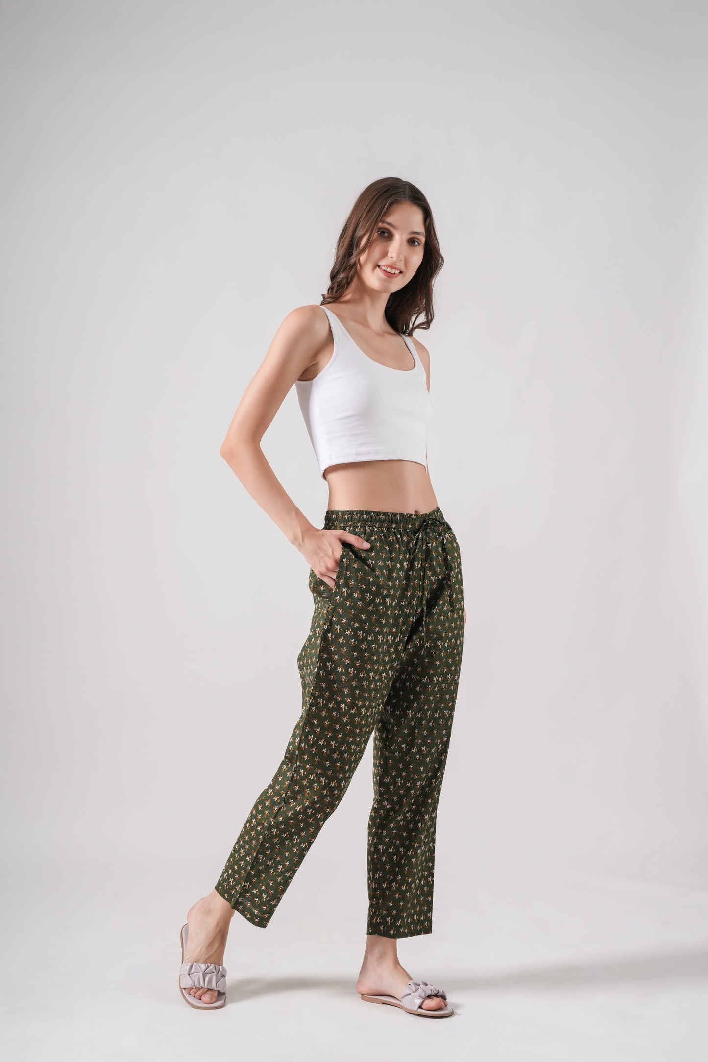 Cotton Pajama Pants Women - Citrus Meadow