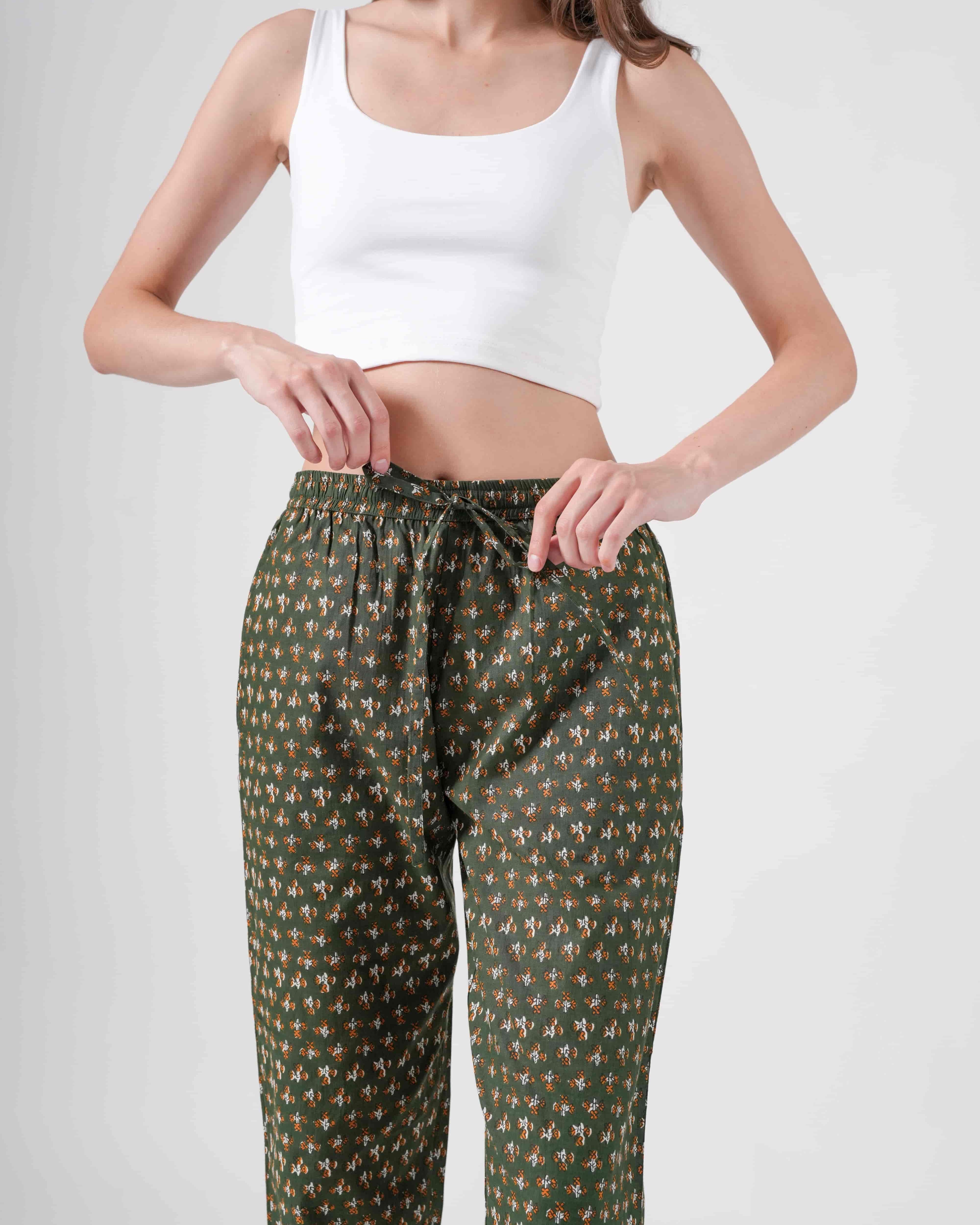 Cotton Pajama Pants Women - Citrus Meadow