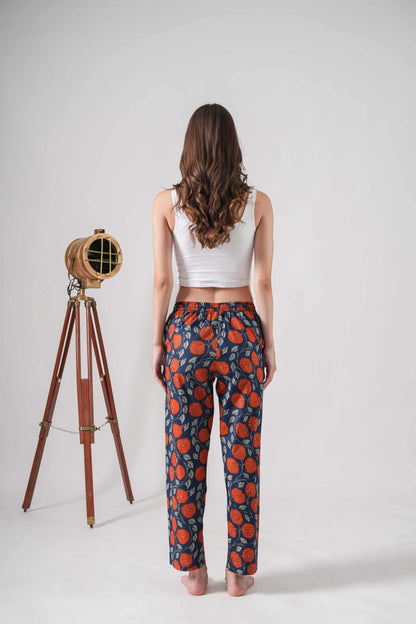 Cotton Pajama Pants Women - Midnight Marigold