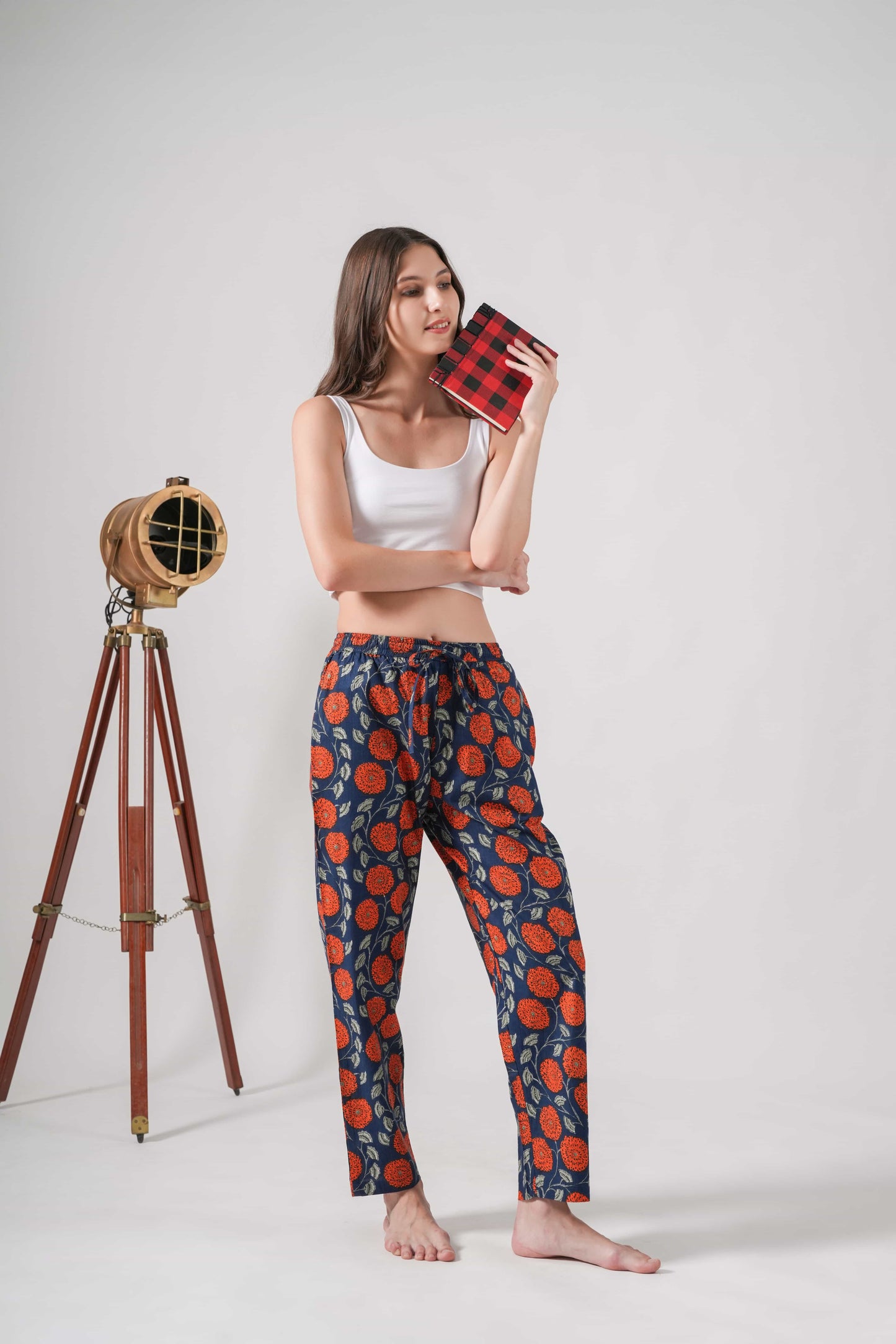 Cotton Pajama Pants Women - Midnight Marigold