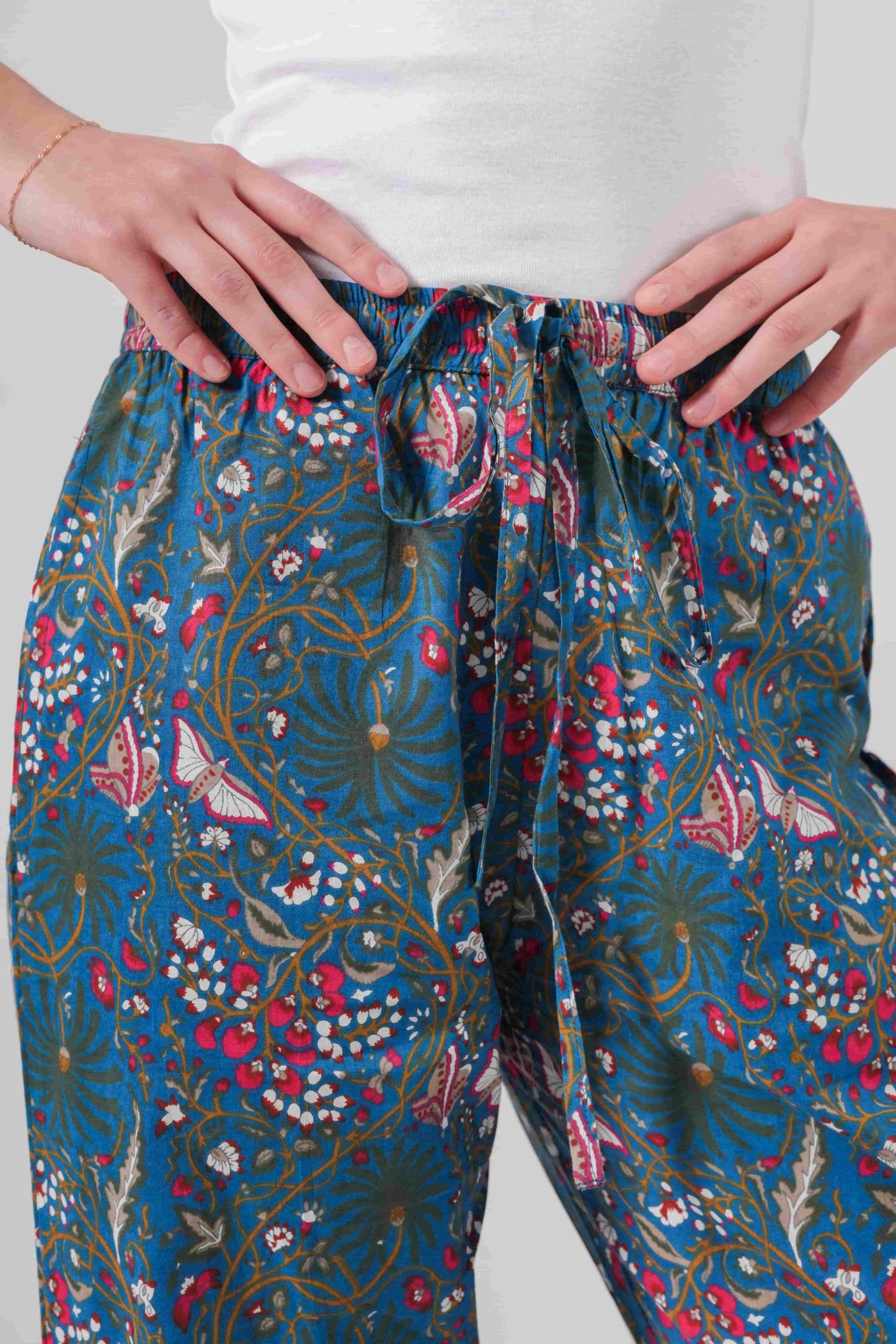 Cotton Pajama Pants Women - Midnight Butterfly
