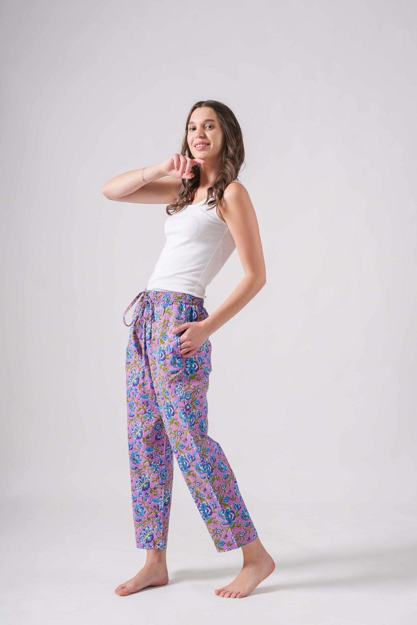 Cotton Pajama Pants Women - Mystic Lavender