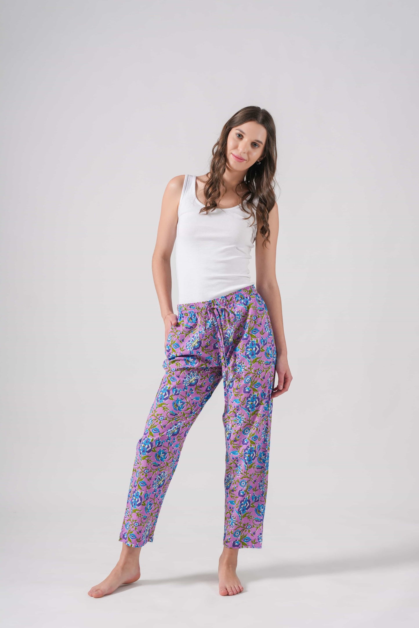 Cotton Pajama Pants Women - Mystic Lavender