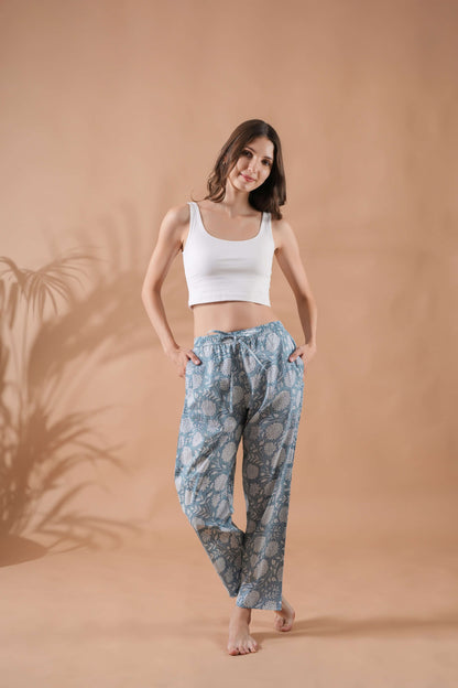 Cotton Pajama Pants Women - Misty Blossom
