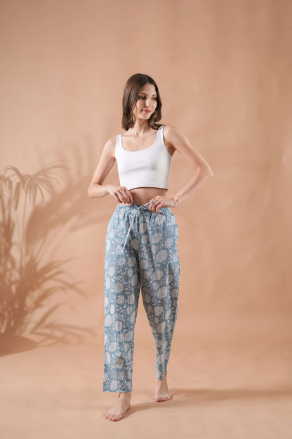 Cotton Pajama Pants Women - Misty Blossom