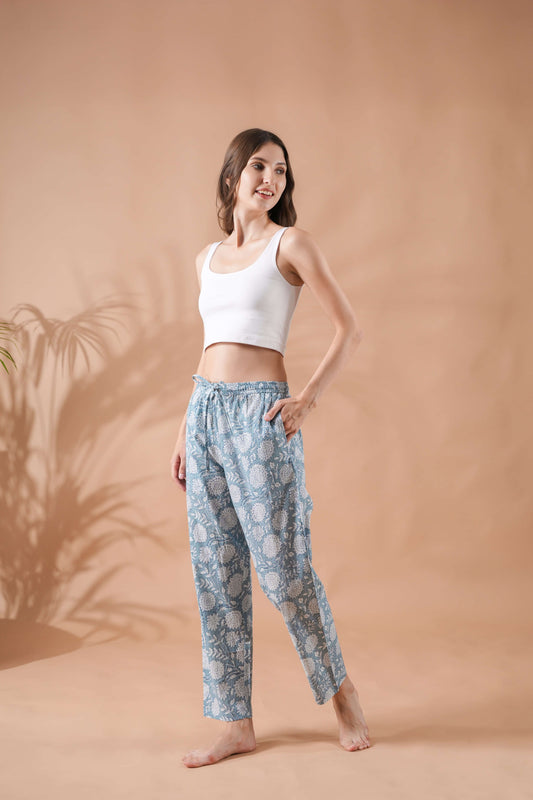 Cotton Pajama Pants Women - Misty Blossom