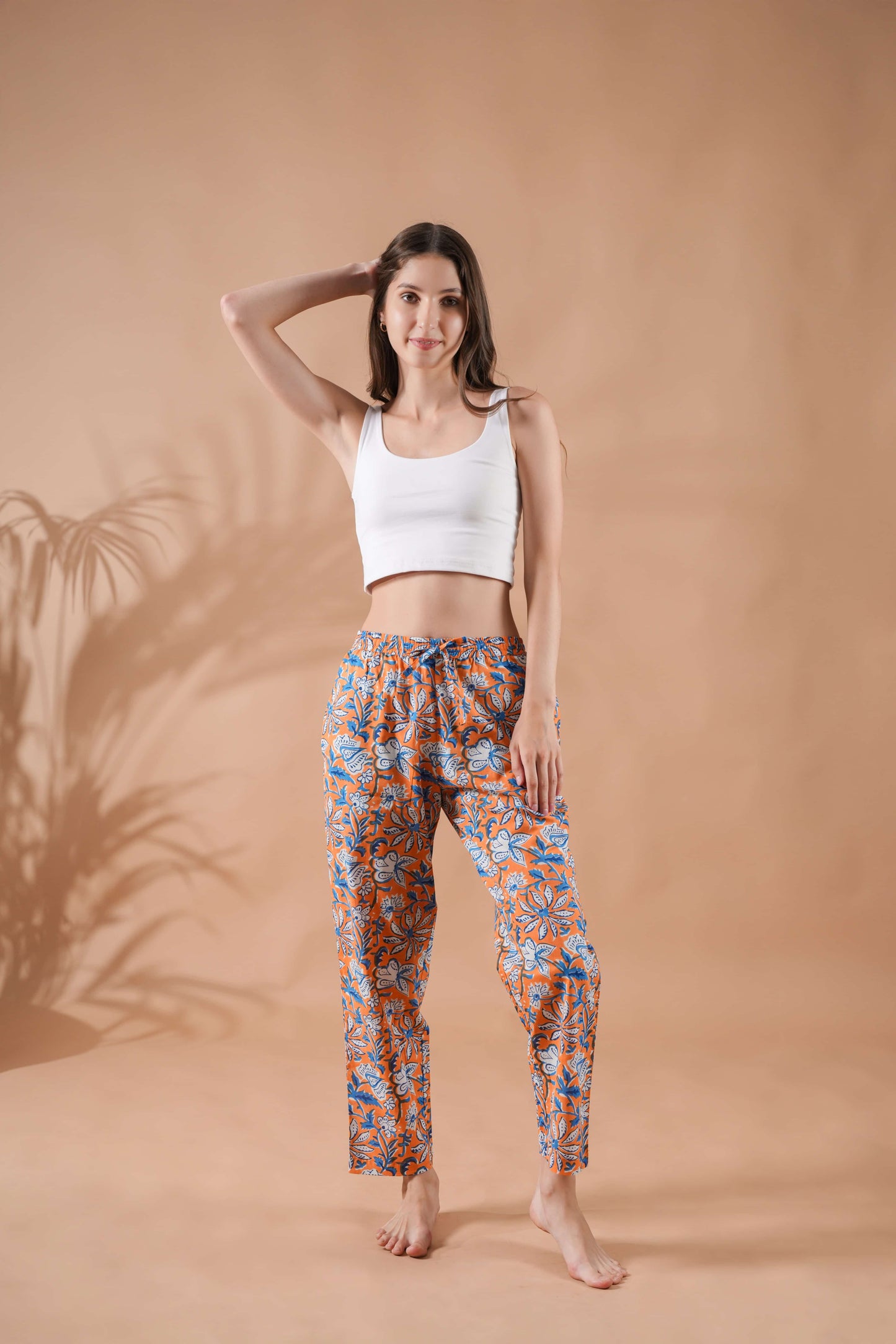 Cotton Pajama Pants Women - Vibrant Vines