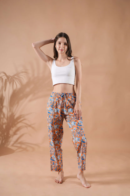 Cotton Pajama Pants Women - Vibrant Vines
