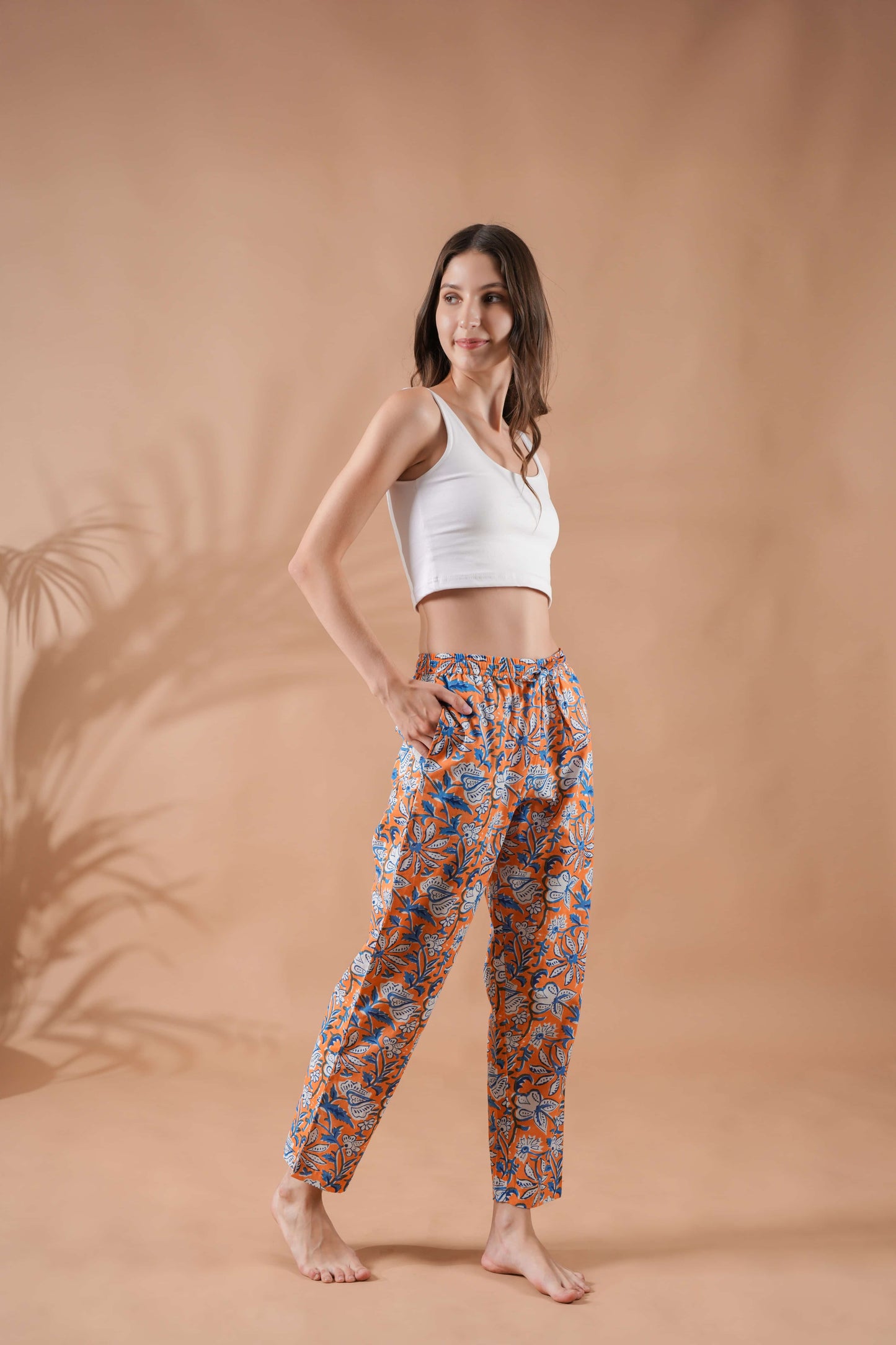 Cotton Pajama Pants Women - Vibrant Vines