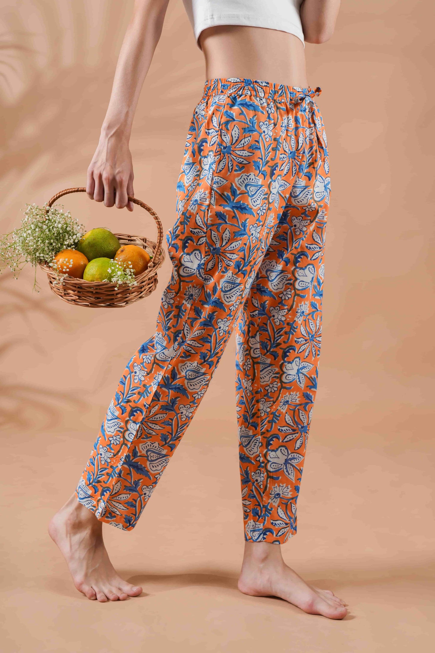 Cotton Pajama Pants Women - Vibrant Vines