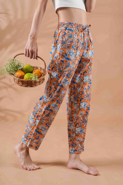 Cotton Pajama Pants Women - Vibrant Vines