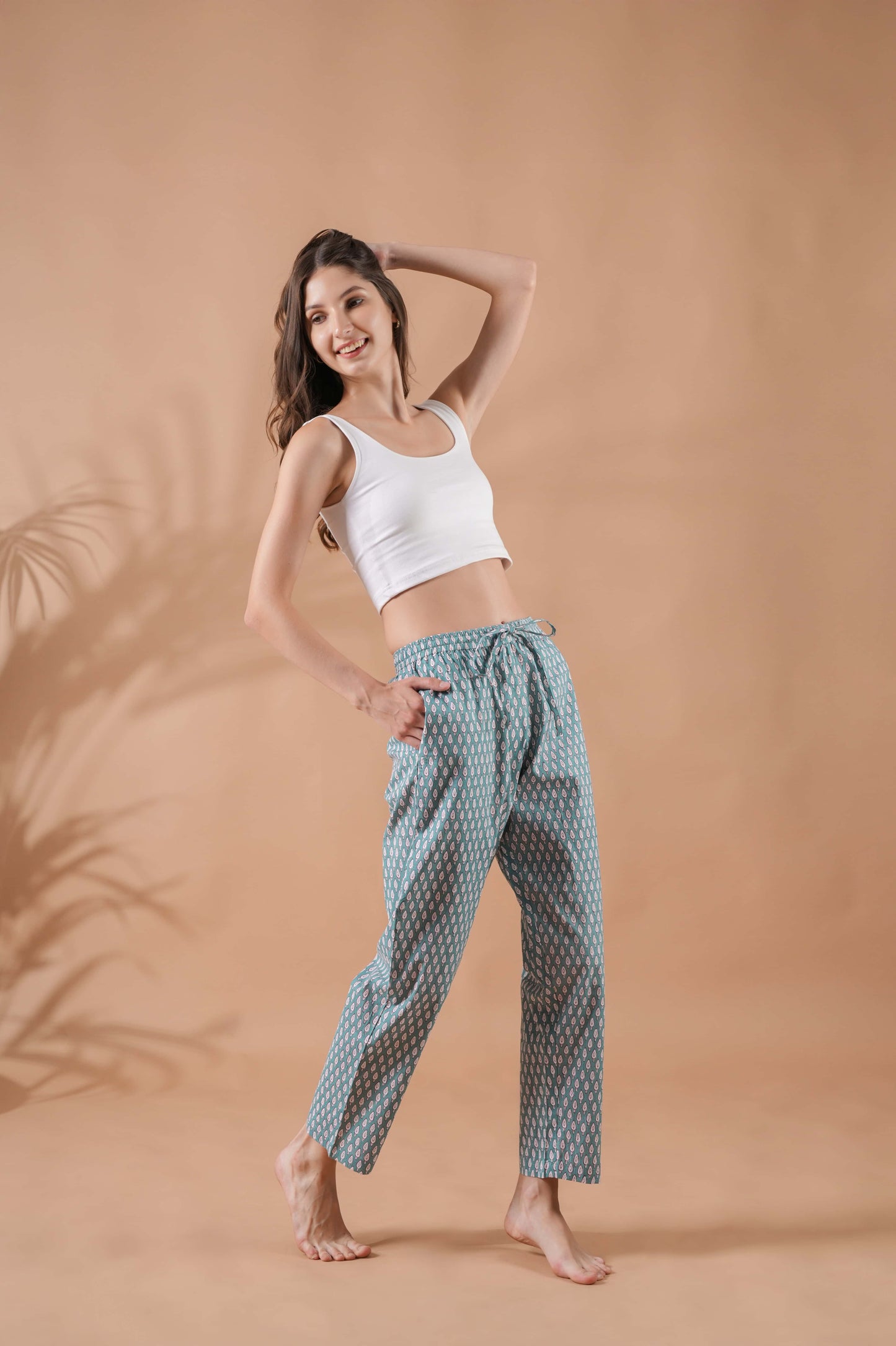 Cotton Pajama Pants Women - Festive Fir