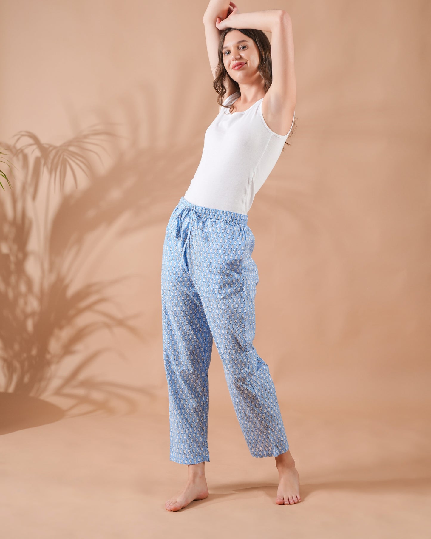 Cotton Pajama Pants Women - Tranquil Blue